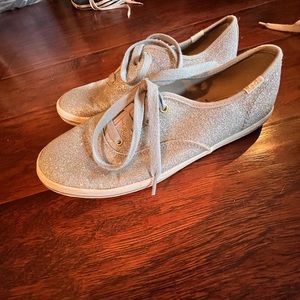 Kids Kate spade silver glitter keds